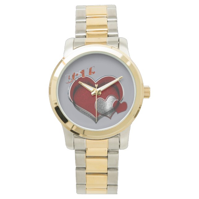 Unisex Heart Magic Oversized tweekleurig horloge (Voorkant)