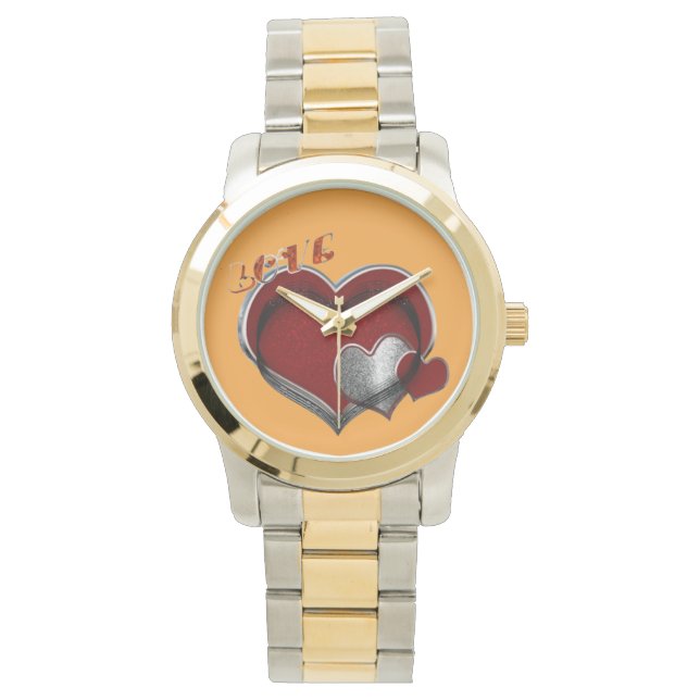Unisex Heart Magic Oversized tweekleurig horloge (Voorkant)