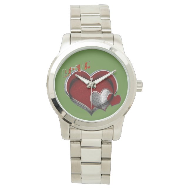 Unisex Heart Magic Oversized Zilveren Armband Horl Horloge (Voorkant)
