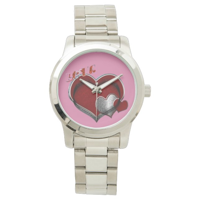 Unisex Heart Magic Oversized Zilveren Armband Horl Horloge (Voorkant)