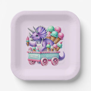 Unisex kinder dinosaur ijsfeestje papieren bordje