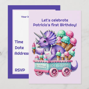 Unisex kinder dinosaurus ijsfeestje  kaart