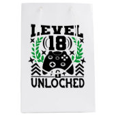 Unisex kinder gamer Verjaardag leeftijd achttien Medium Cadeauzakje (Voorkant)