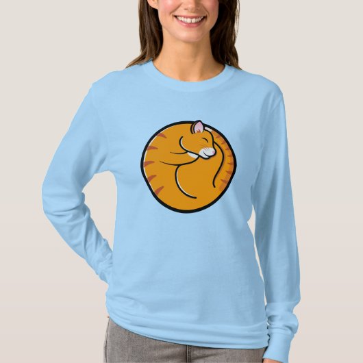 Unisex Lazy Cat Days Long-Sleeve Light Blue T-Shir T-shirt (Voorkant)