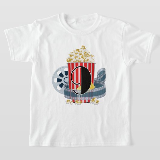 unisex leeftijd negen verjaardag popcorn film t-shirt (Laagn)