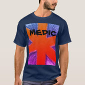Unisex medic rood blauw en paarse levensster t-shirt (Voorkant)