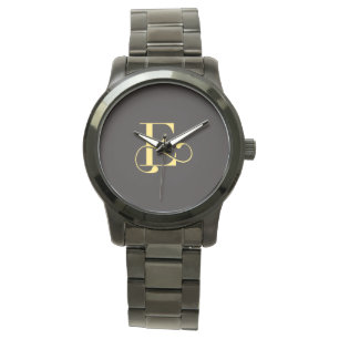 Unisex Monogram Oversize Zwarte Armband Horloge
