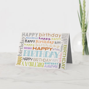 Unisex Multicolor Happy Birthday Tekst Bday Kaart