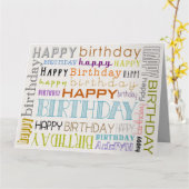 Unisex Multicolor Happy Birthday Typografie Kaart (Gele Bloem)