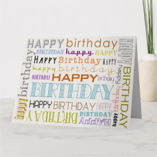 Unisex Multicolor Happy Birthday Typografie Kaart