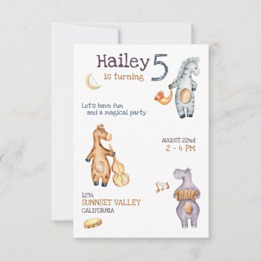 Unisex Musical Birthday Invitation Kaart (Voorkant)