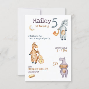 Unisex Musical Birthday Invitation Kaart