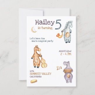 Unisex Musical Birthday Invitation Kaart