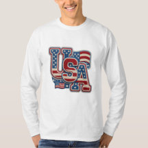 Unisex nepborduurwerk USA shirt met lange mouwen