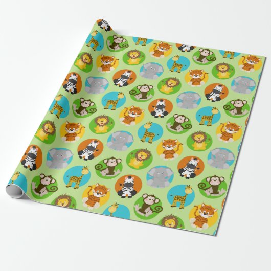 unisex oerwoud animals kinder party cadeaupapier (Uitgerold)