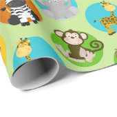 unisex oerwoud animals kinder party cadeaupapier (Rol Hoek)
