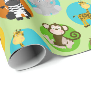 unisex oerwoud animals kinder party cadeaupapier