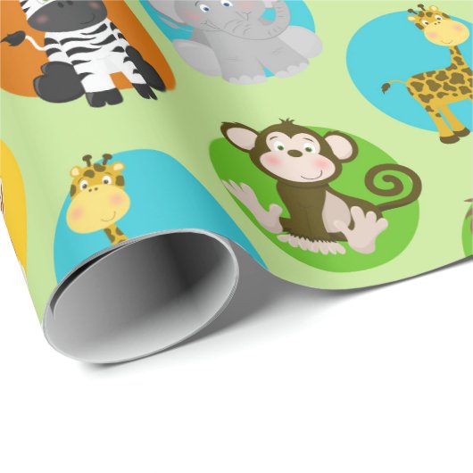 unisex oerwoud animals kinder party cadeaupapier (Rol Hoek)