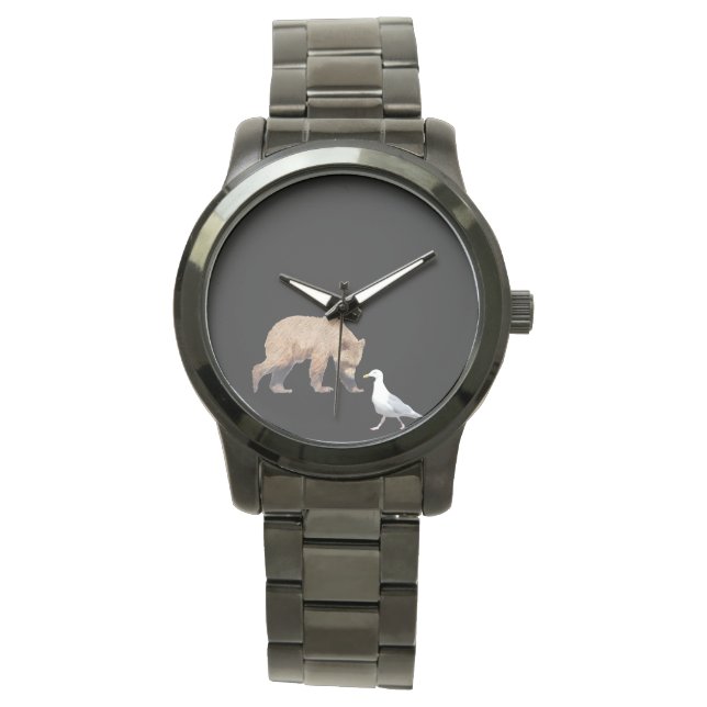 Unisex Oversize Black Bracelet Watch Horloge (Voorkant)