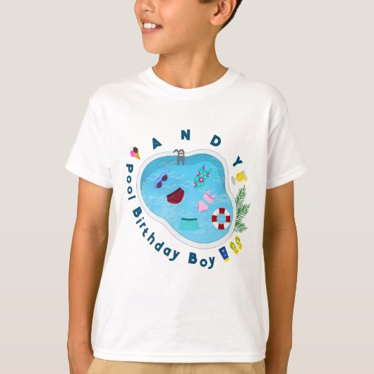 Unisex Pool Verjaardagsfeestje Jongen T-shirt (Voorkant)