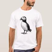 Unisex Puffin Bird Outline Tekening Illustratie T-shirt (Voorkant)