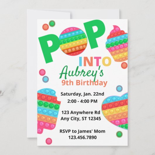 Unisex Rainbow Pop Fidget Speelgoed Birthday Party Kaart (Voorkant)