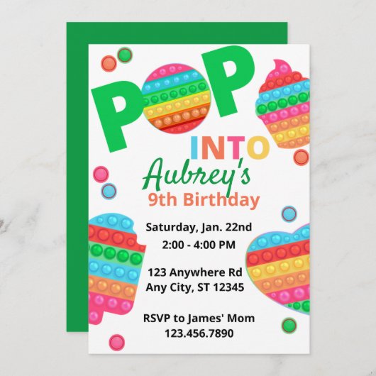 Unisex Rainbow Pop Fidget Speelgoed Birthday Party Kaart (Voorkant / Achterkant)