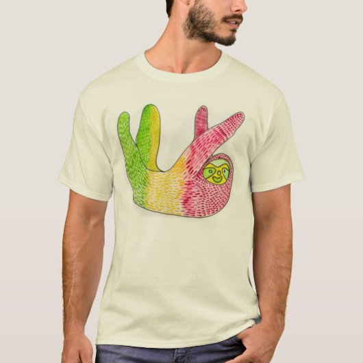 Unisex Rasta Sloth Shirt op organische T door Mega (Voorkant)