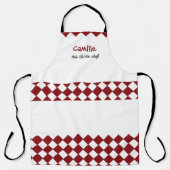 Unisex Red and White Checkered Apron - Modern  Schort (Voorkant)