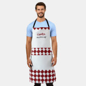 Unisex Red and White Checkered Apron - Modern  Schort (Gedragen)