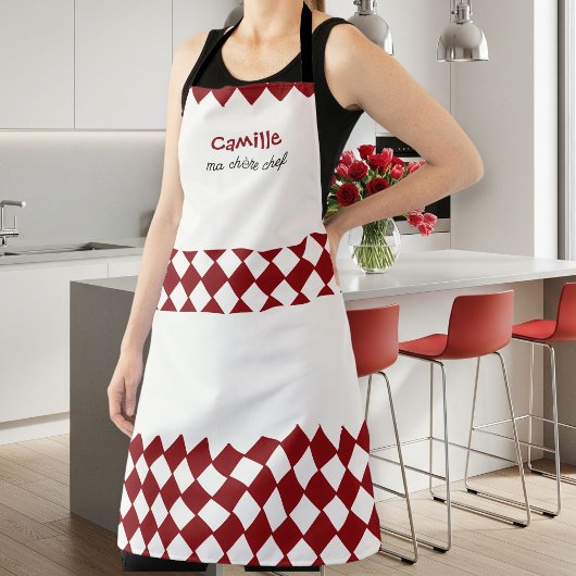 Unisex Red and White Checkered Apron - Modern  Schort
