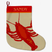 Unisex Red Lobster schaaldier gepersonaliseerd Grote Kerstsok (Voorkant)