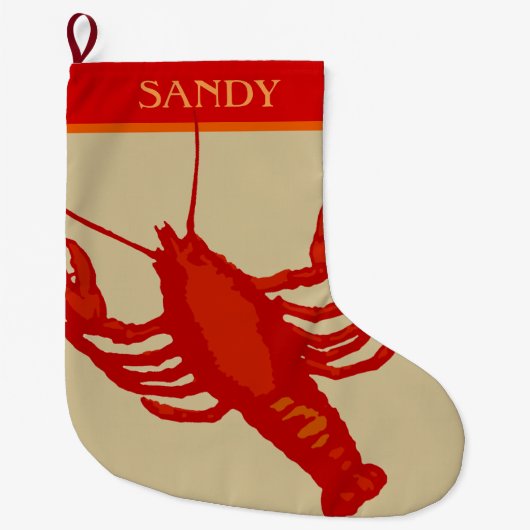 Unisex Red Lobster schaaldier gepersonaliseerd Grote Kerstsok (Voorkant)