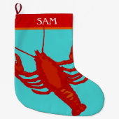 Unisex Red Lobster schaaldier gepersonaliseerd Grote Kerstsok (Voorkant)