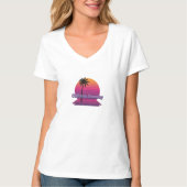 Unisex Retro 80s Palm Tree T-shirt – California Dr (Voorkant)