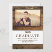 Unisex Rustic Barn Wood Foto Afstuderen Verticaal Aankondiging (Voorkant)