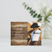Unisex Rustic Barnwood Foto Afstuderen Horizontaal Aankondiging (Staand voorkant)