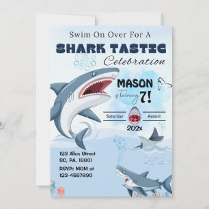 UNISEX SHARK TASTIC VERJAARDAG FEEST Uitnodiging
