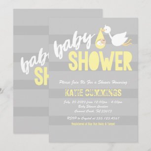 Unisex, Stork Baby shower Invitation Kaart