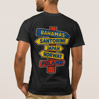 Unisex T-shirt met reisbestemmingen