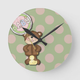 Unisex Teddy Bear Nursery Bedroom Ronde Klok