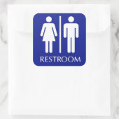 Unisex toilet teken vierkante sticker (Tas)