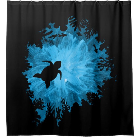 Unisex Turtle Coral Reef Silhouette Mannen vrouwen Douchegordijn (Voorkant)