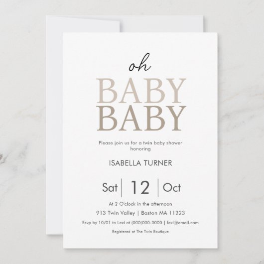 Unisex Twins Baby shower Uitnodiging (Voorkant)