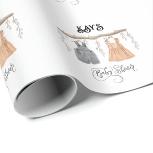 Unisex Twins Groen Bloemen Baby shower Cadeaupapier