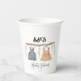 Unisex Twins Groen Bloemen Baby shower Papieren Bekers