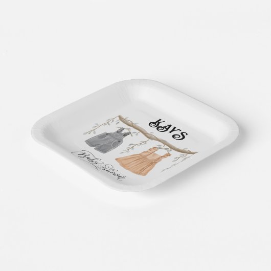 Unisex Twins Groen Bloemen Baby shower Papieren Bordje (Gebogen)