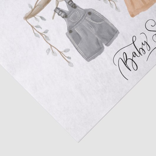 Unisex Twins Groen Bloemen Baby shower Tissuepapier (Detail)