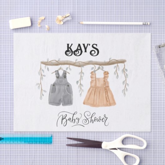 Unisex Twins Groen Bloemen Baby shower Tissuepapier (Craft)