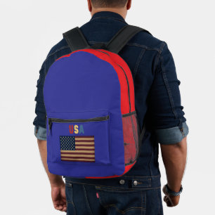 Unisex USA Amerikaanse vlag Retro Bedrukte Rugzak